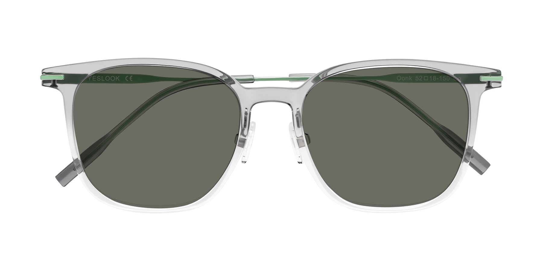 Folded Front of Oonk in Gradient Light Gray/Clear with Gray Polarized Lenses