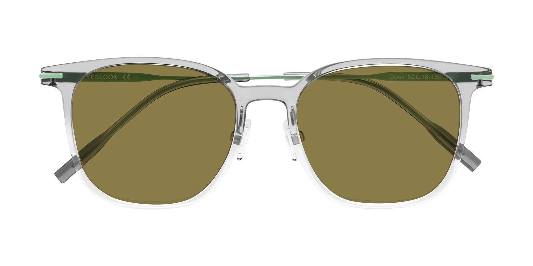 Folded Front of Oonk in Gradient Light Gray/Clear with Brown Polarized Lenses