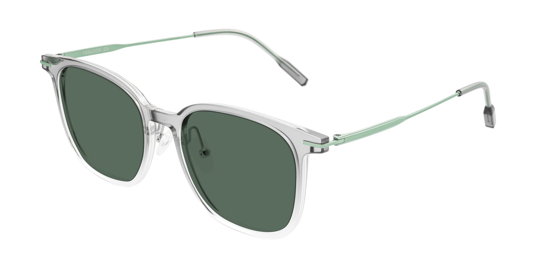 Angle of Oonk in Gradient Light Gray/Clear with Green Polarized Lenses