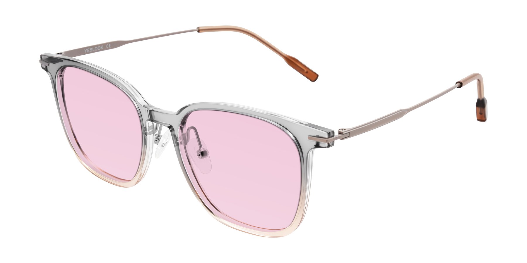 Angle of Oonk in Gradient Light Gray/Brown with Light Pink Tinted Lenses