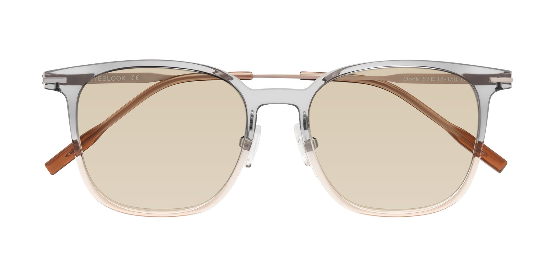 Folded Front of Oonk in Gradient Light Gray/Brown with Light Brown Tinted Lenses