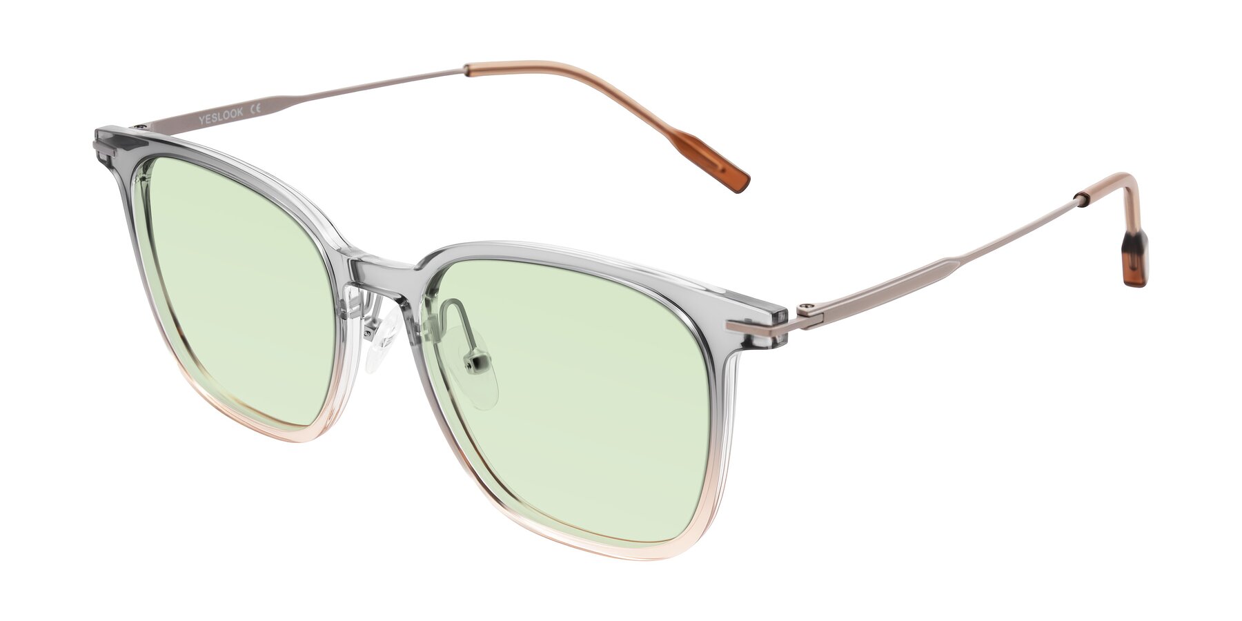 Angle of Oonk in Gradient Light Gray/Brown with Light Green Tinted Lenses