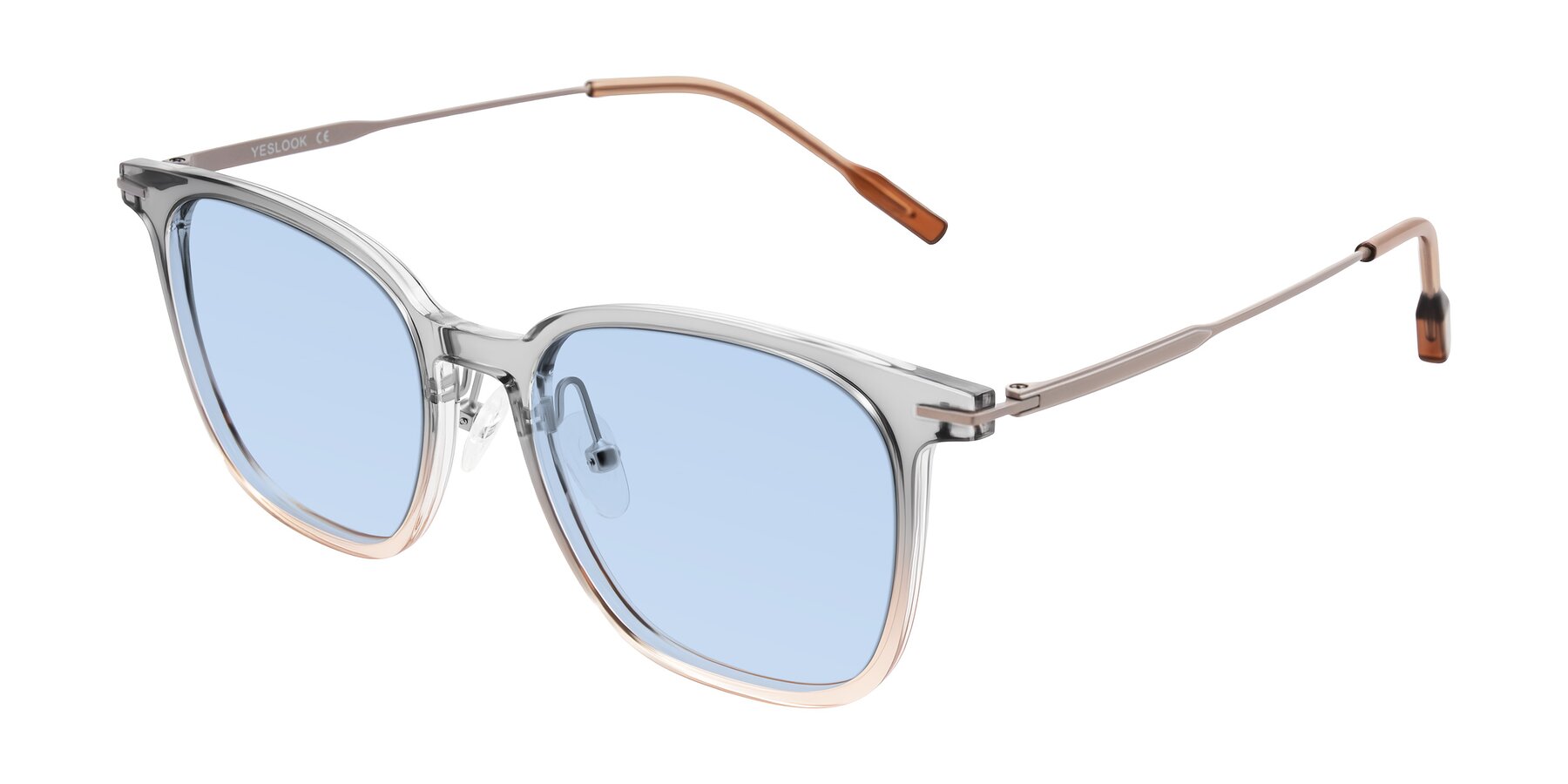 Angle of Oonk in Gradient Light Gray/Brown with Light Blue Tinted Lenses