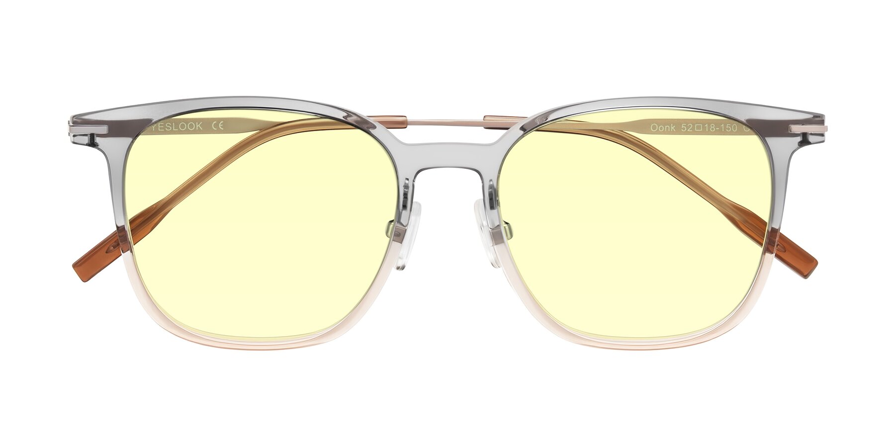 Folded Front of Oonk in Gradient Light Gray/Brown with Light Yellow Tinted Lenses