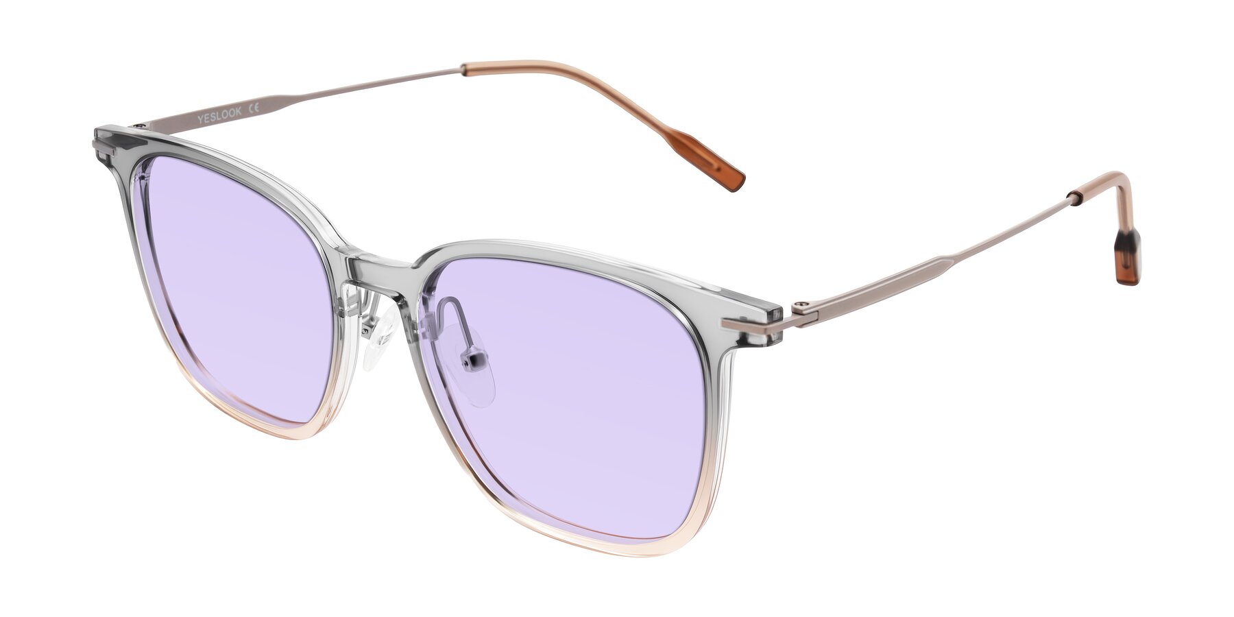 Angle of Oonk in Gradient Light Gray/Brown with Light Purple Tinted Lenses