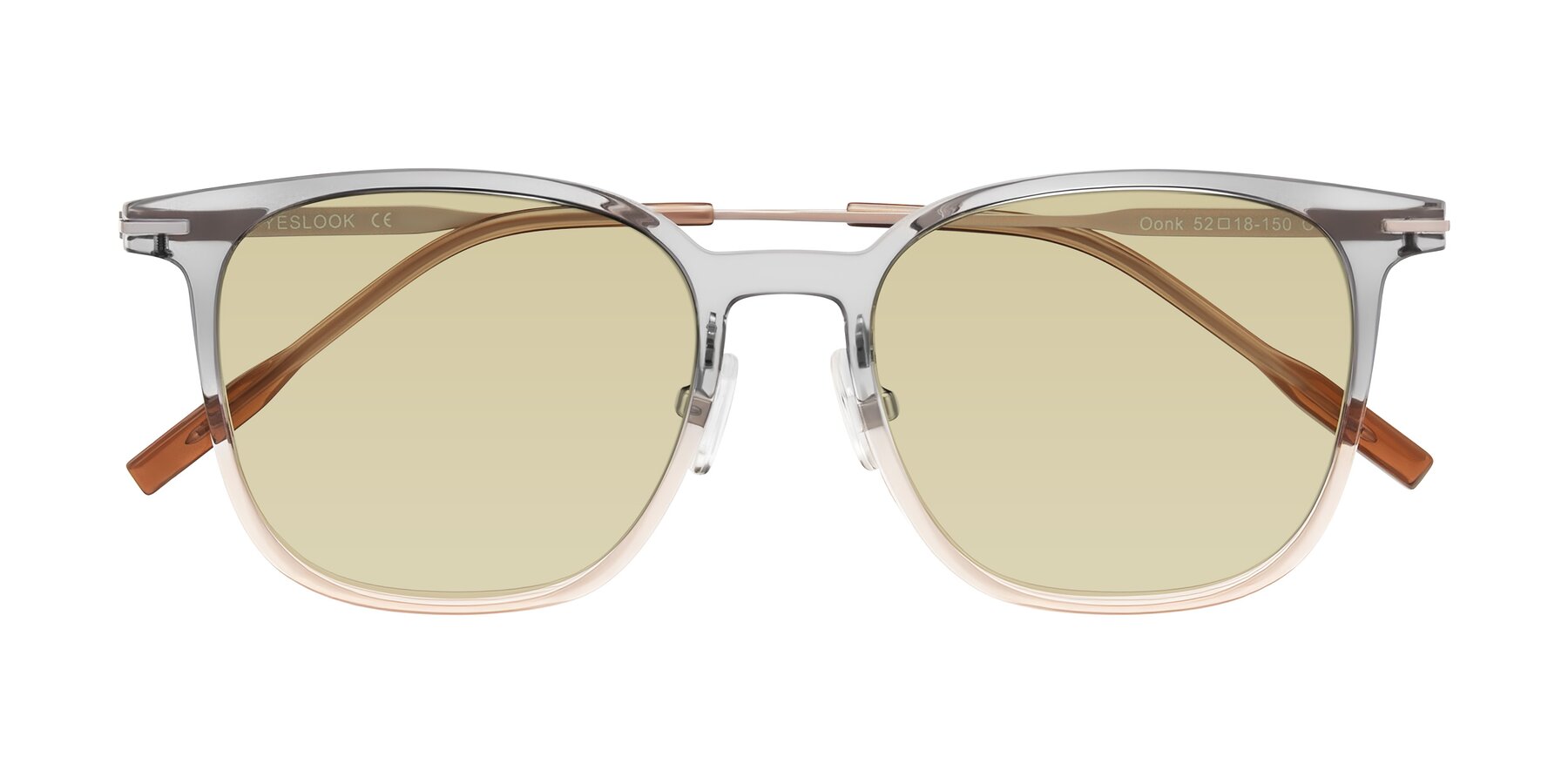 Folded Front of Oonk in Gradient Light Gray/Brown with Light Champagne Tinted Lenses