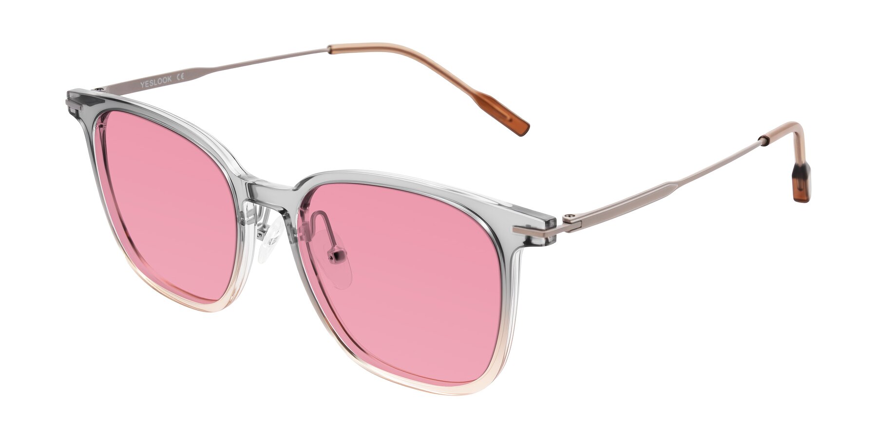 Angle of Oonk in Gradient Light Gray/Brown with Pink Tinted Lenses