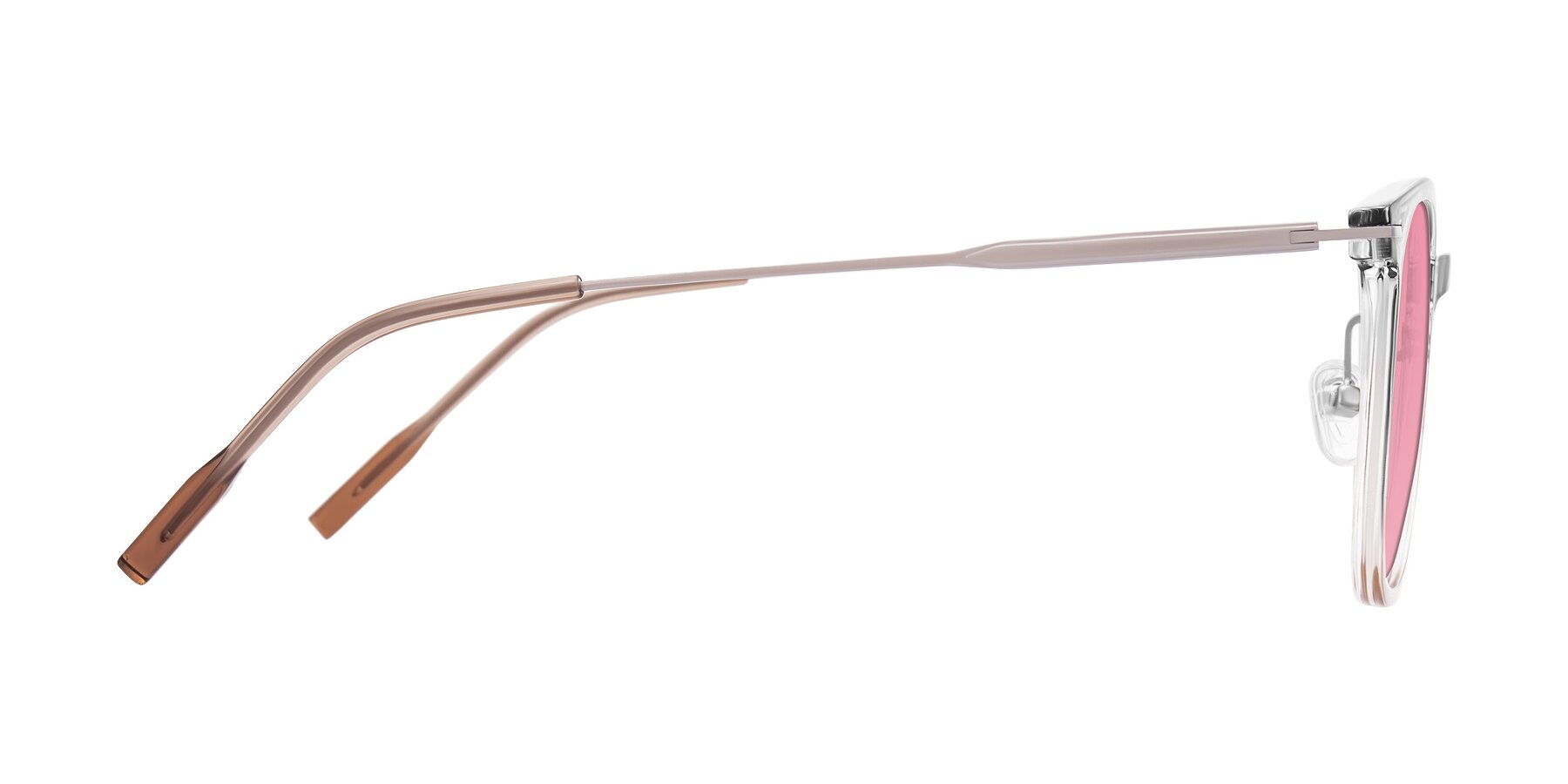 Side of Oonk in Gradient Light Gray/Brown with Pink Tinted Lenses