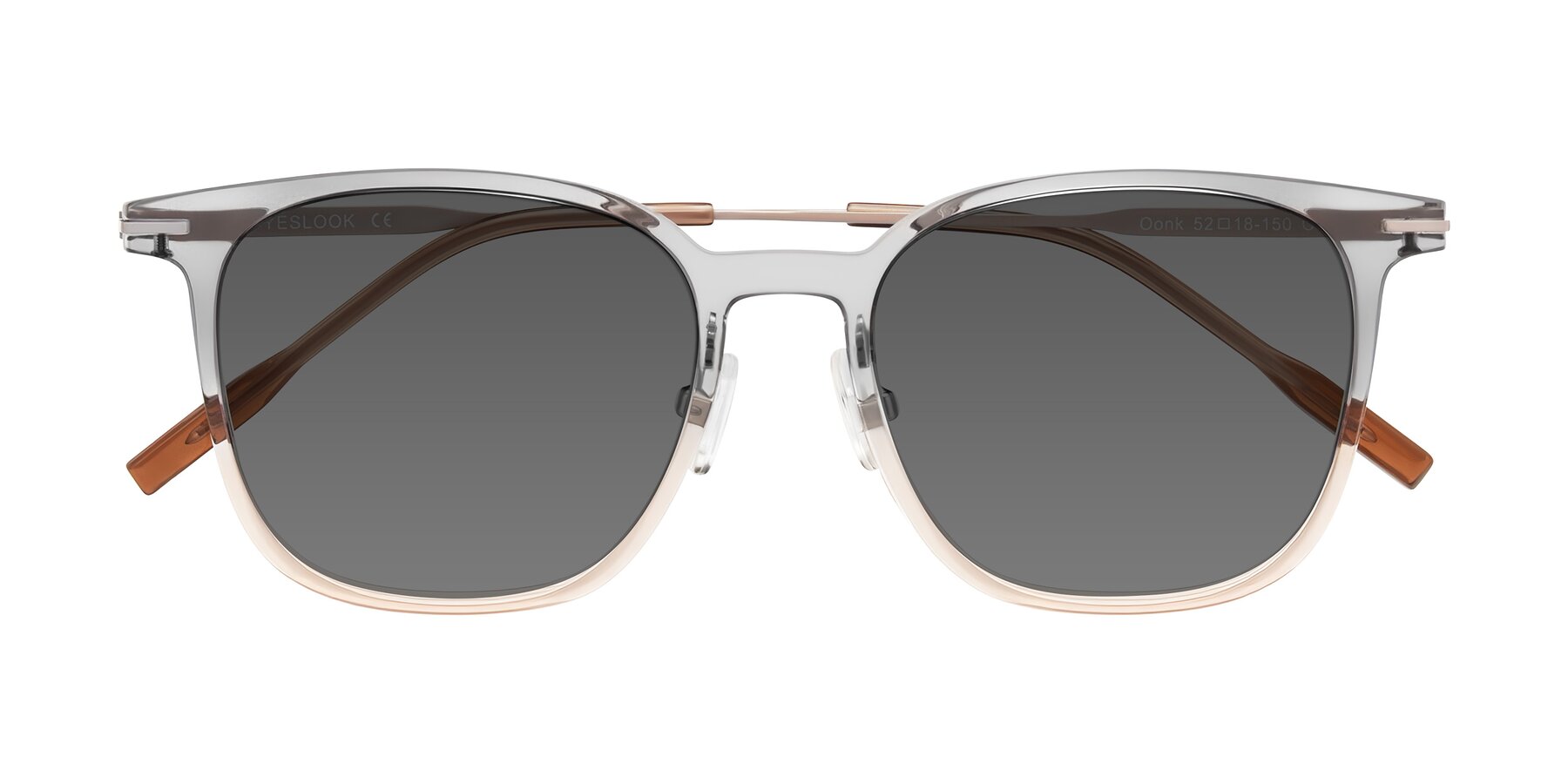 Folded Front of Oonk in Gradient Light Gray/Brown with Medium Gray Tinted Lenses
