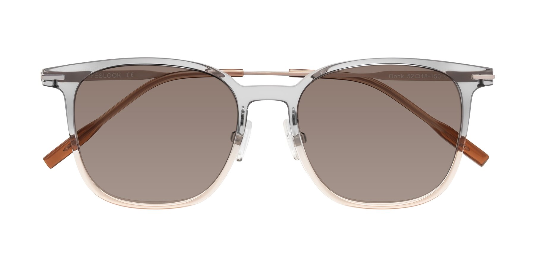 Folded Front of Oonk in Gradient Light Gray/Brown with Medium Brown Tinted Lenses