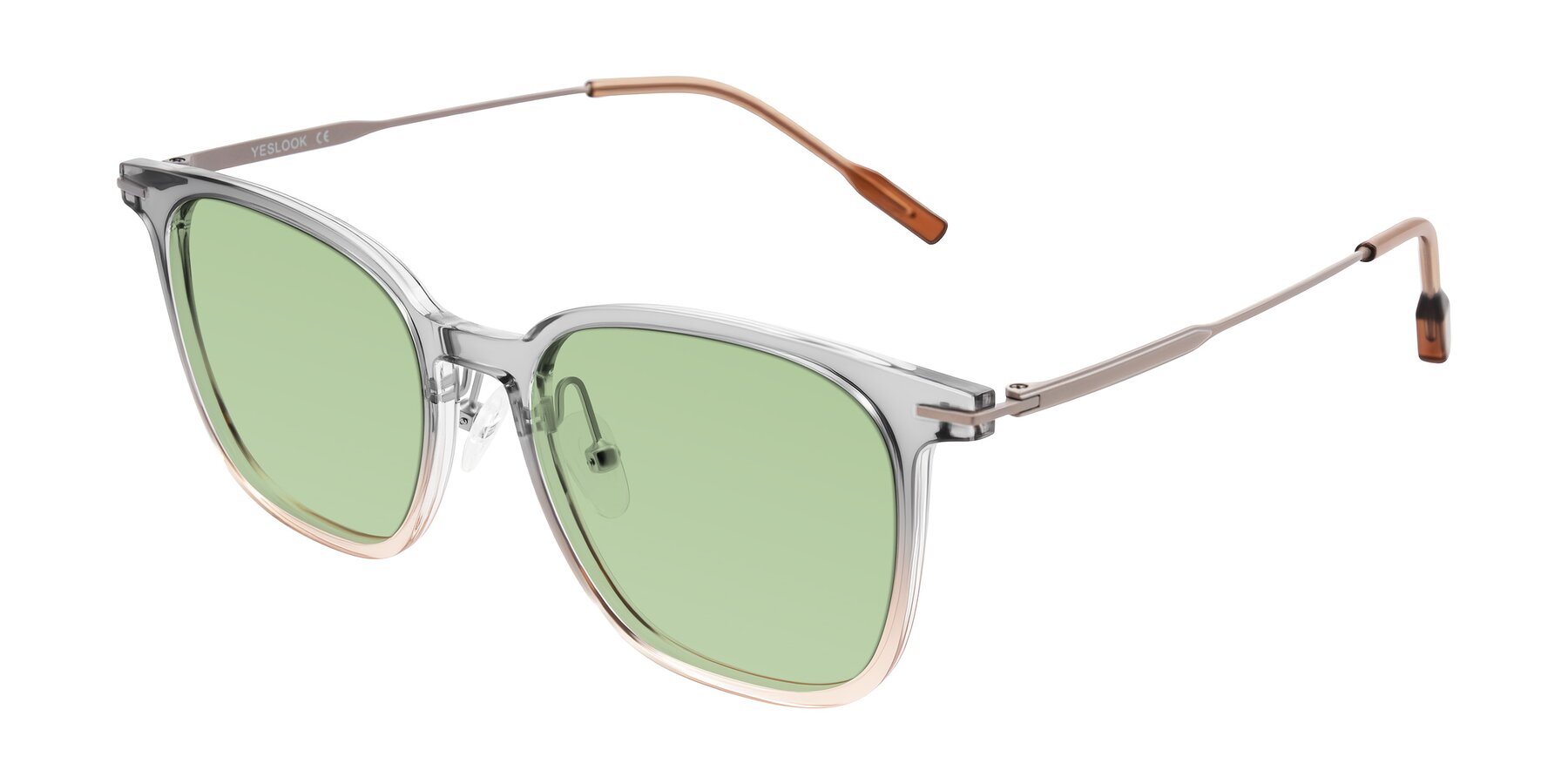 Angle of Oonk in Gradient Light Gray/Brown with Medium Green Tinted Lenses