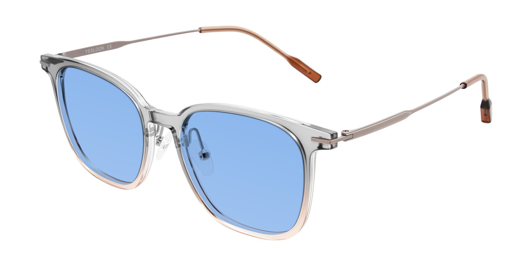 Angle of Oonk in Gradient Light Gray/Brown with Medium Blue Tinted Lenses
