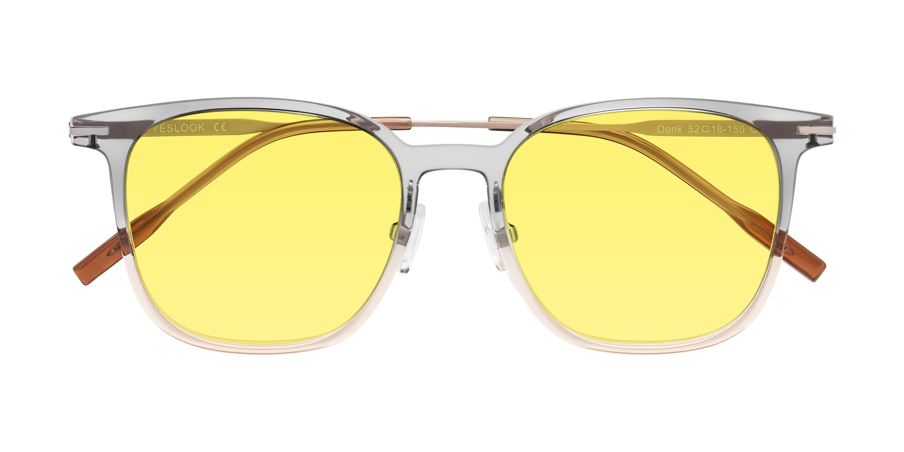 Folded Front of Oonk in Gradient Light Gray/Brown with Medium Yellow Tinted Lenses
