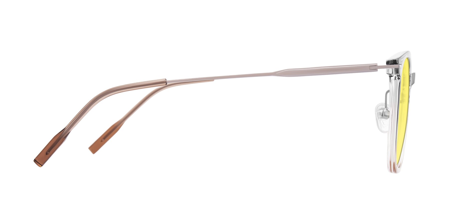 Side of Oonk in Gradient Light Gray/Brown with Medium Yellow Tinted Lenses