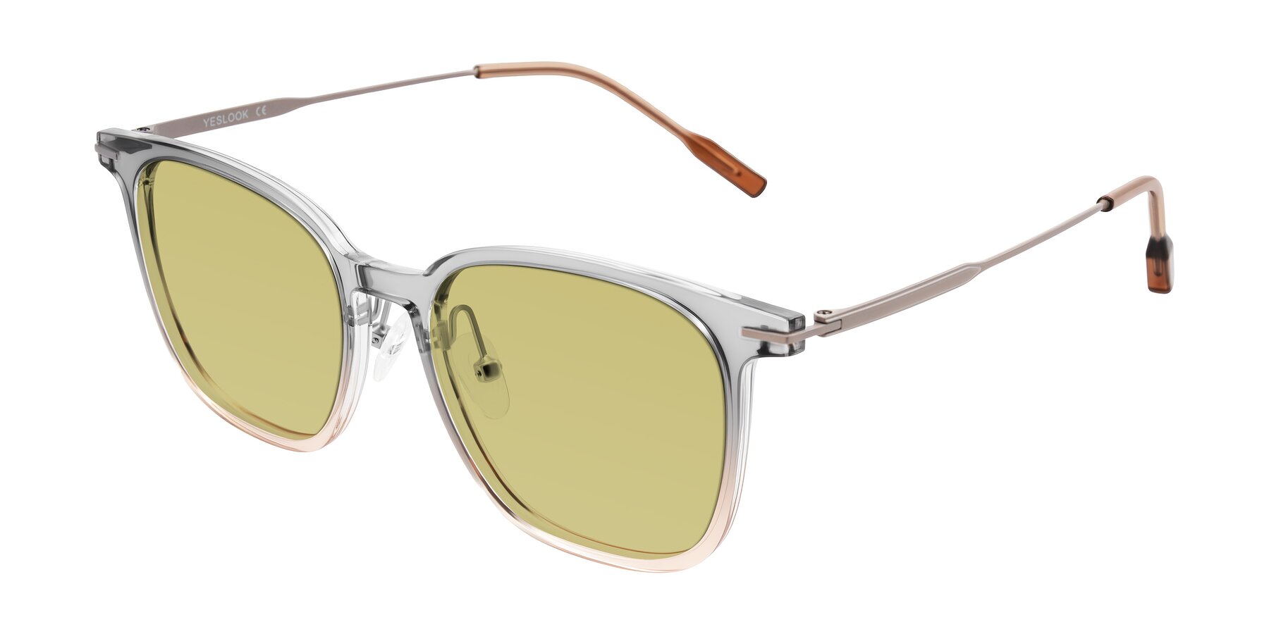 Angle of Oonk in Gradient Light Gray/Brown with Medium Champagne Tinted Lenses