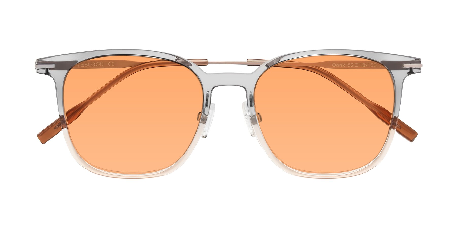Folded Front of Oonk in Gradient Light Gray/Brown with Medium Orange Tinted Lenses