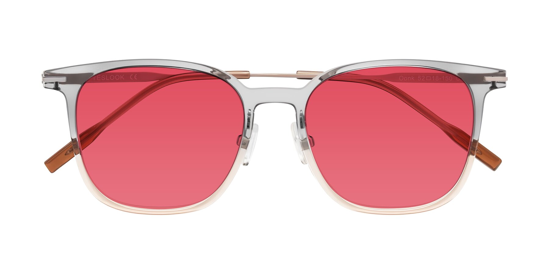 Folded Front of Oonk in Gradient Light Gray/Brown with Red Tinted Lenses