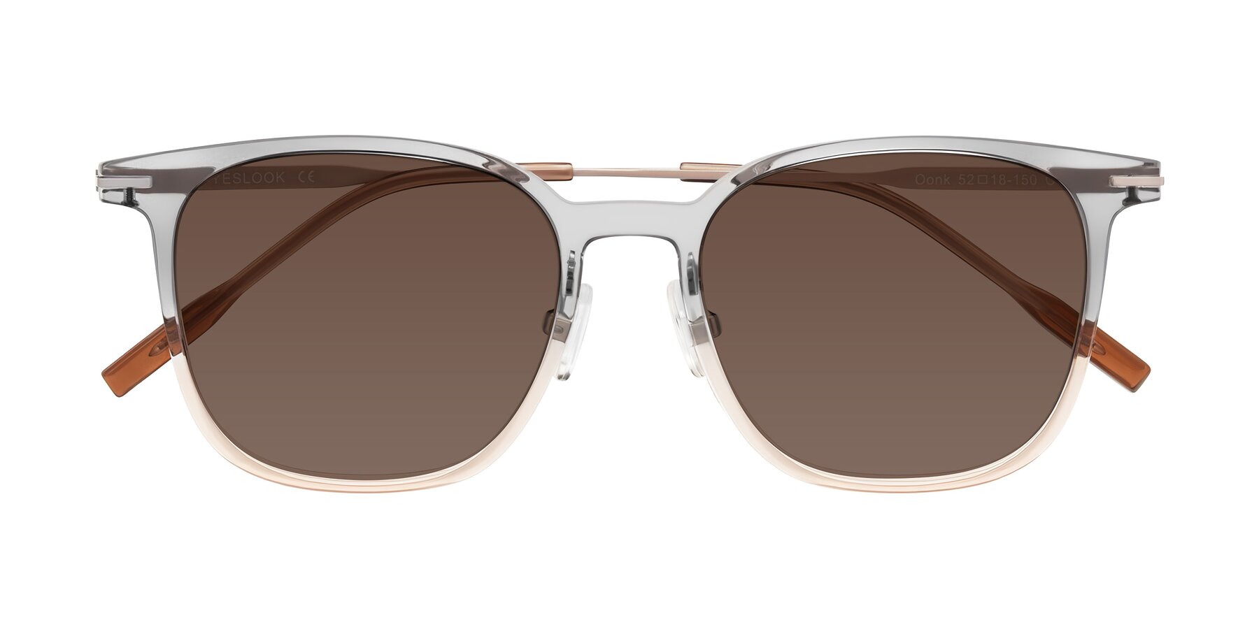 Folded Front of Oonk in Gradient Light Gray/Brown with Brown Tinted Lenses