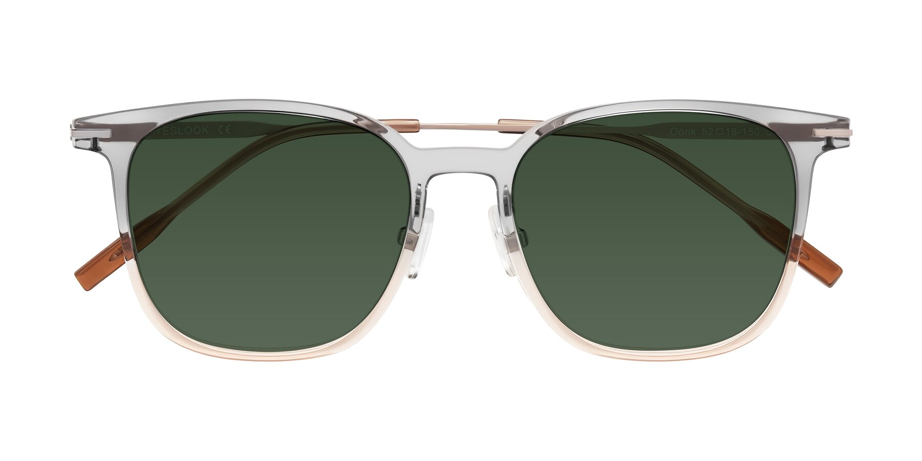 Folded Front of Oonk in Gradient Light Gray/Brown with Green Tinted Lenses