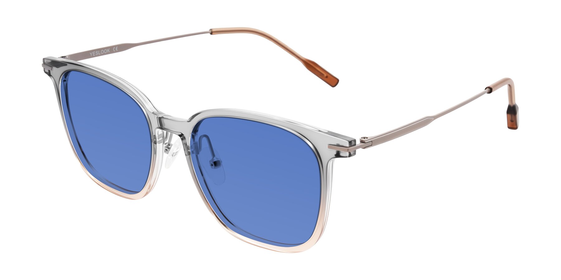 Angle of Oonk in Gradient Light Gray/Brown with Blue Tinted Lenses