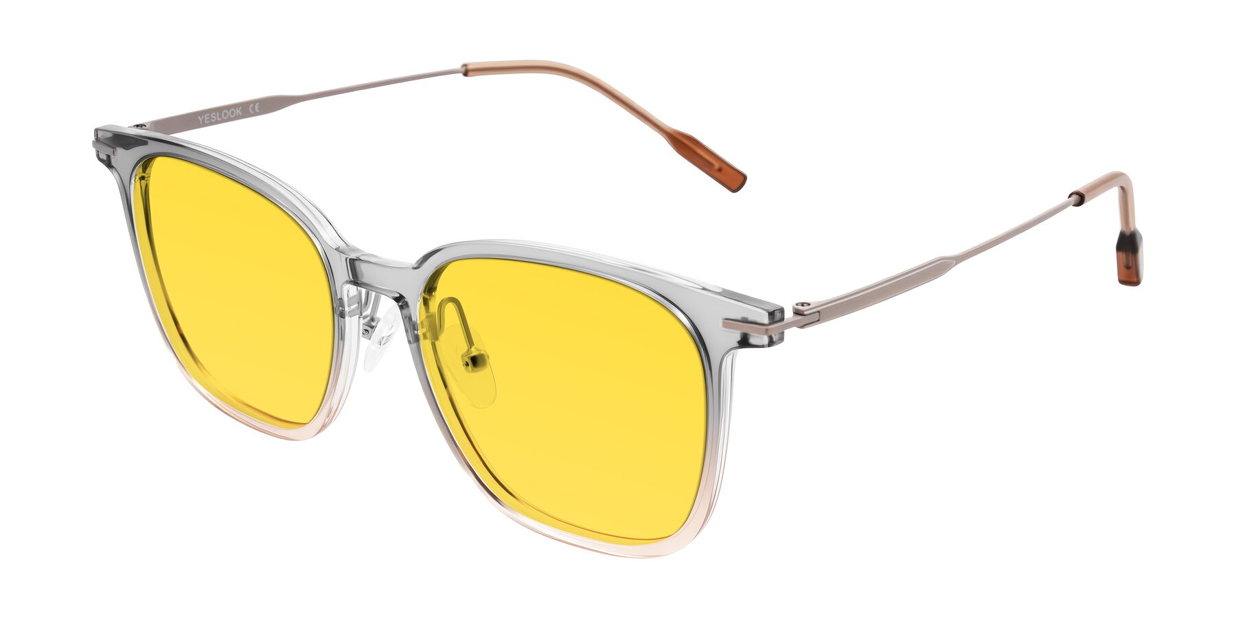 Angle of Oonk in Gradient Light Gray/Brown with Yellow Tinted Lenses