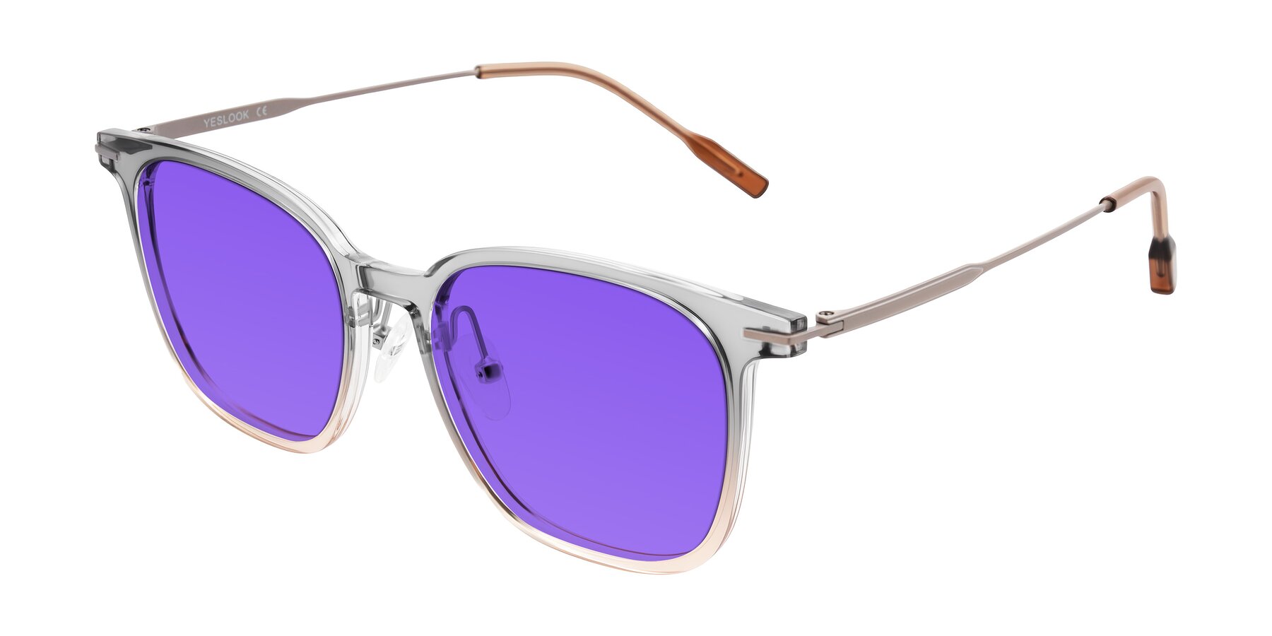 Angle of Oonk in Gradient Light Gray/Brown with Purple Tinted Lenses