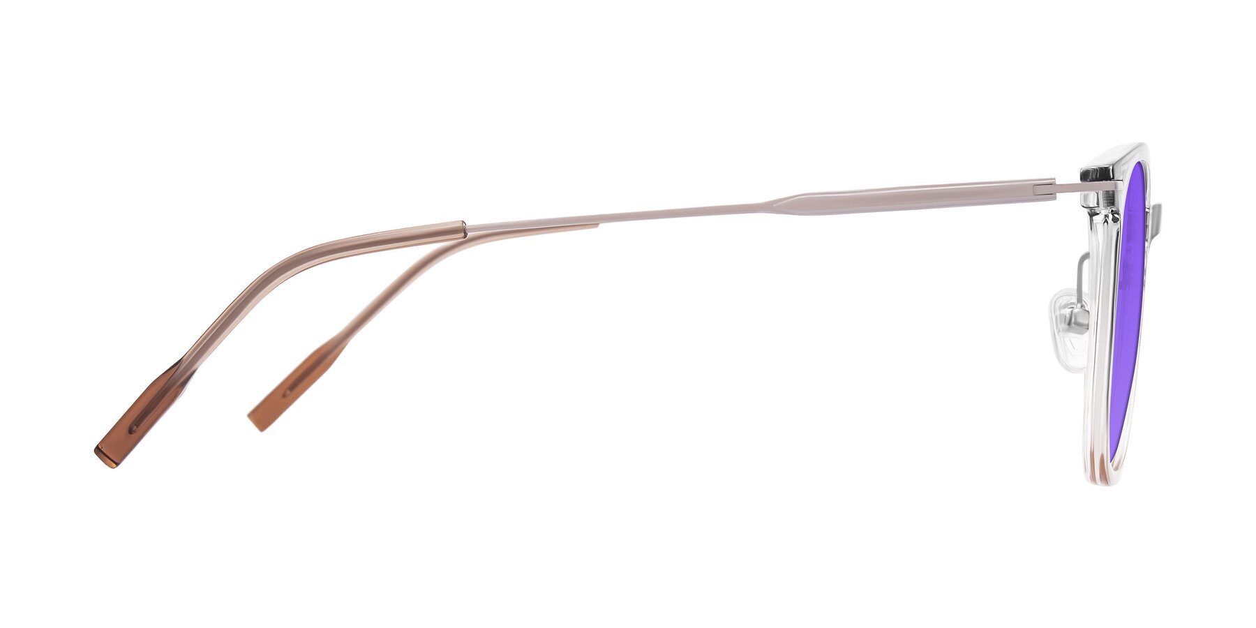 Side of Oonk in Gradient Light Gray/Brown with Purple Tinted Lenses