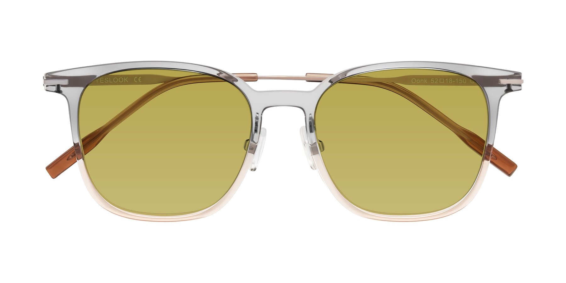 Folded Front of Oonk in Gradient Light Gray/Brown with Champagne Tinted Lenses