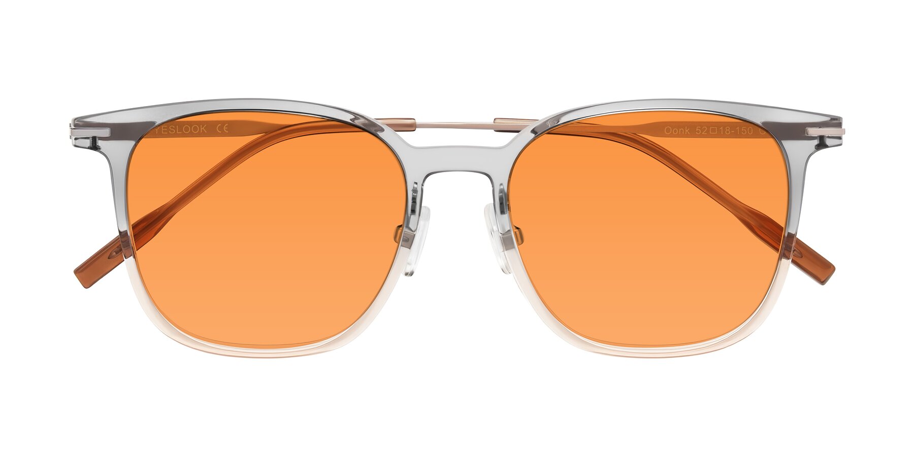 Folded Front of Oonk in Gradient Light Gray/Brown with Orange Tinted Lenses