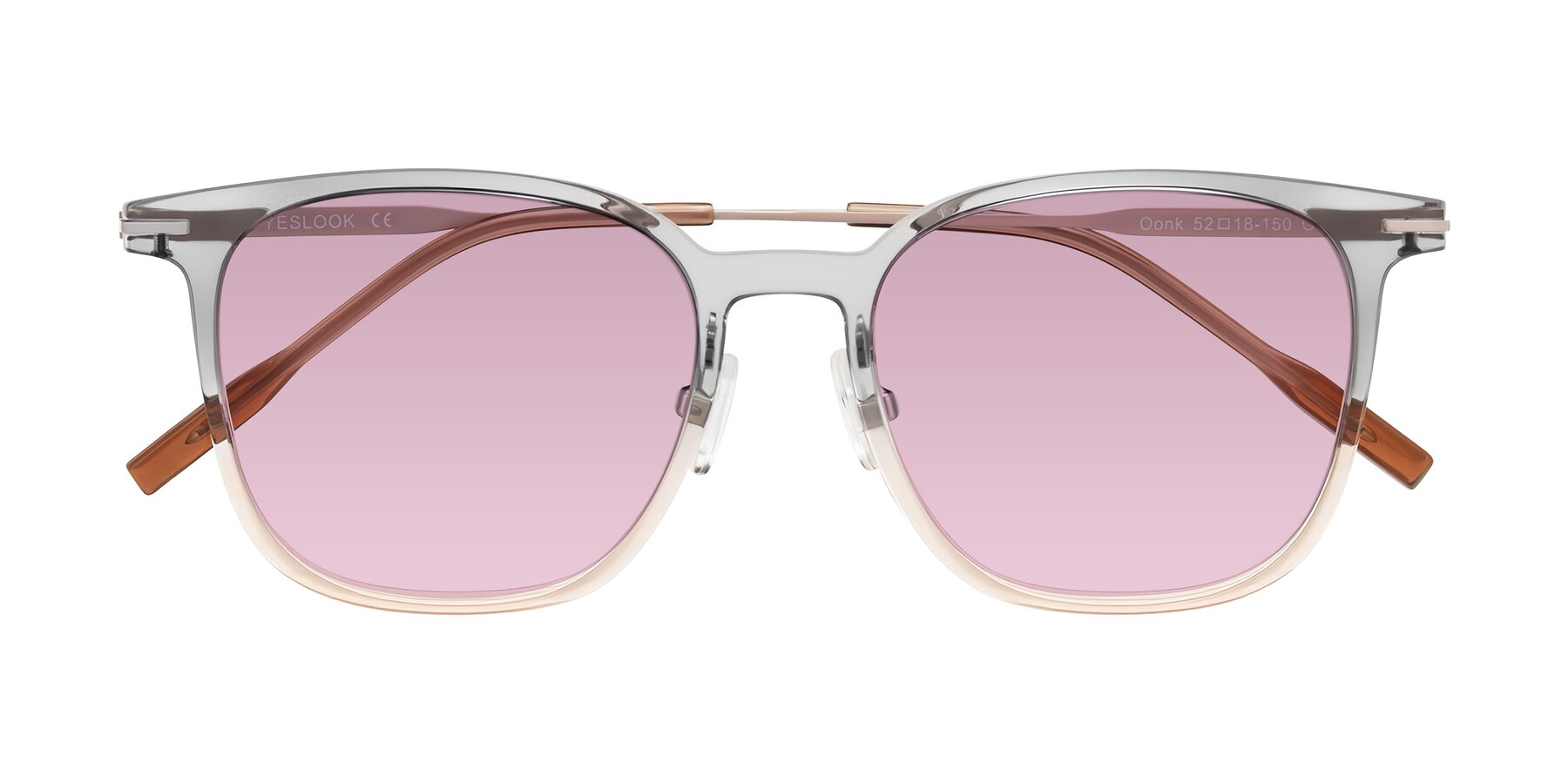 Folded Front of Oonk in Gradient Light Gray/Brown with Light Wine Tinted Lenses