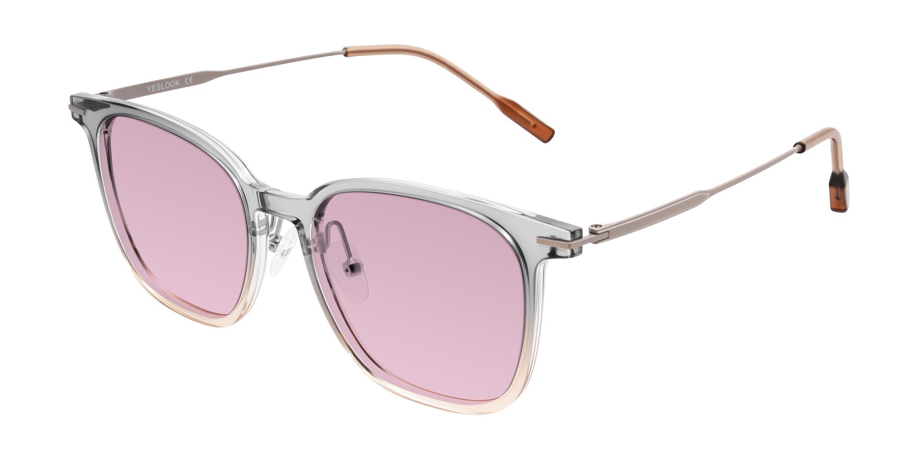 Angle of Oonk in Gradient Light Gray/Brown with Light Wine Tinted Lenses