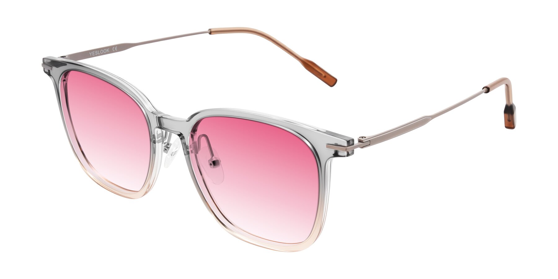 Angle of Oonk in Gradient Light Gray/Brown with Pink Gradient Lenses