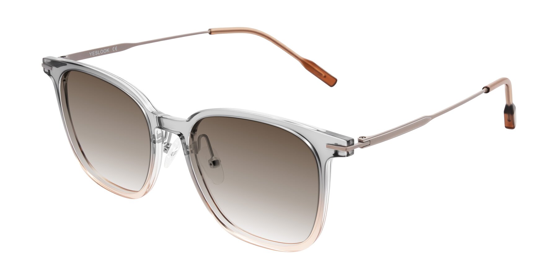 Angle of Oonk in Gradient Light Gray/Brown with Brown Gradient Lenses