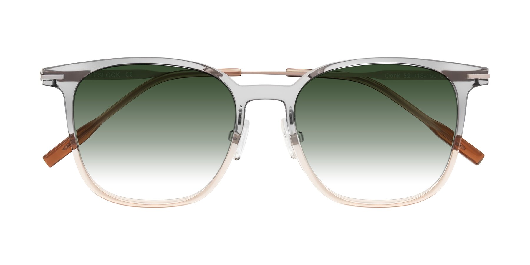 Folded Front of Oonk in Gradient Light Gray/Brown with Green Gradient Lenses