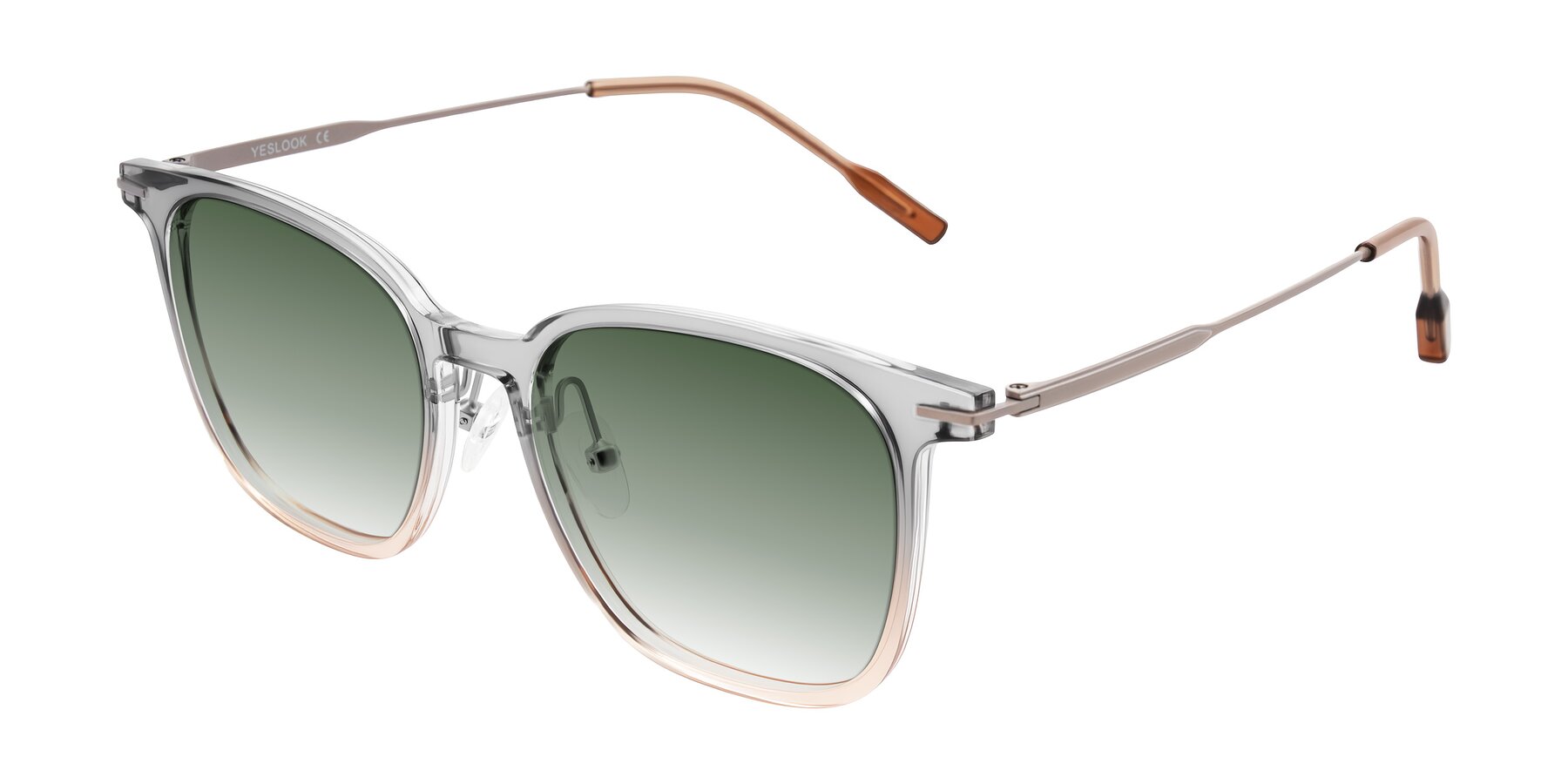 Angle of Oonk in Gradient Light Gray/Brown with Green Gradient Lenses