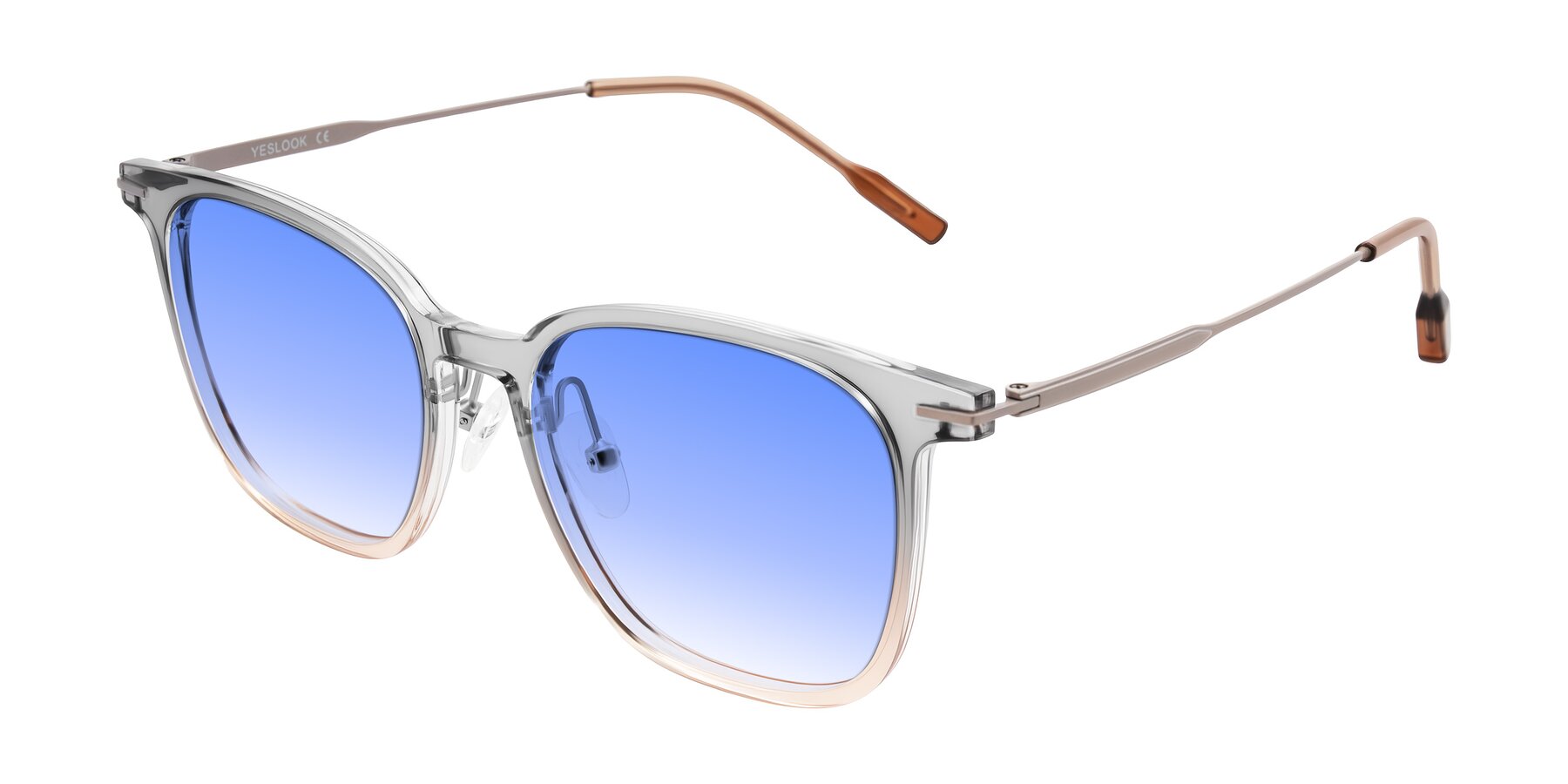 Angle of Oonk in Gradient Light Gray/Brown with Blue Gradient Lenses