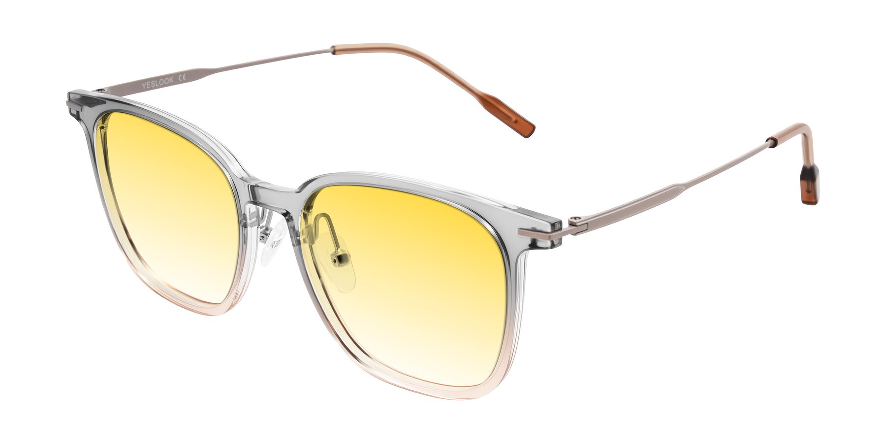 Angle of Oonk in Gradient Light Gray/Brown with Yellow Gradient Lenses