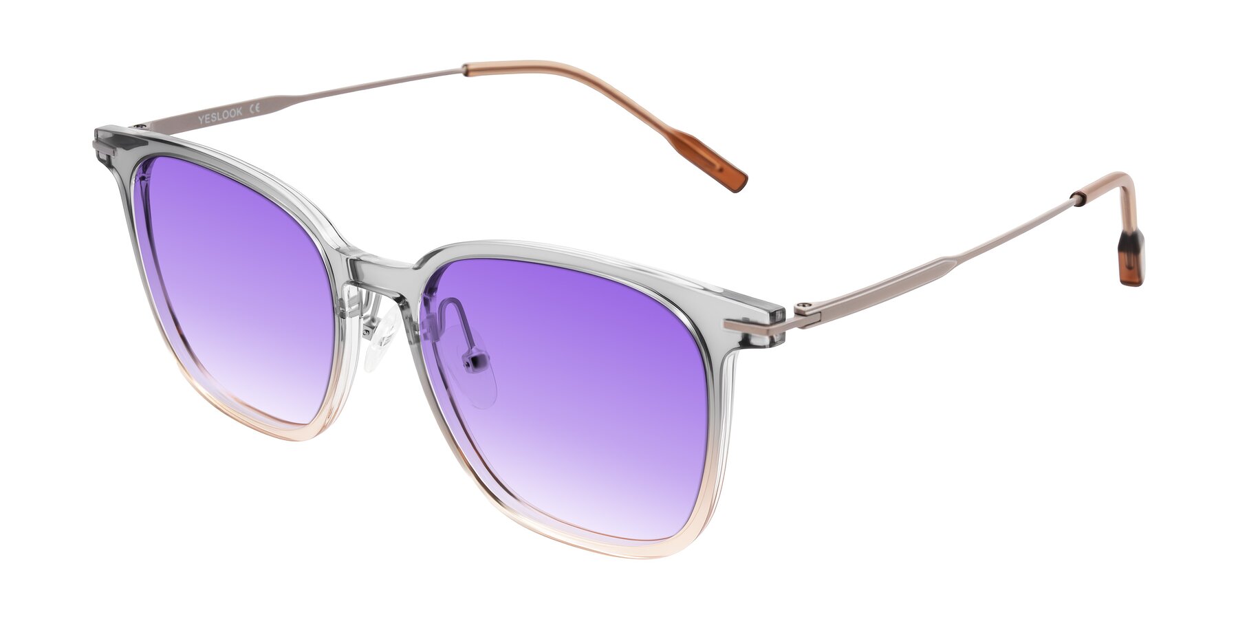 Angle of Oonk in Gradient Light Gray/Brown with Purple Gradient Lenses