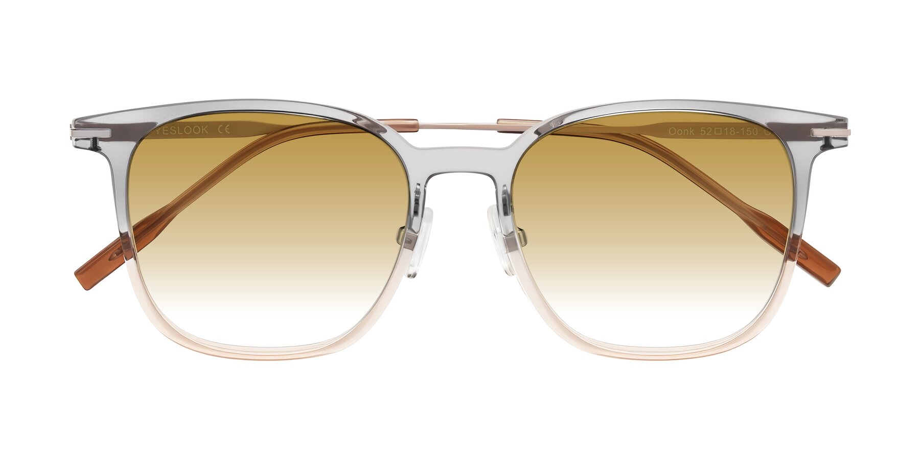 Folded Front of Oonk in Gradient Light Gray/Brown with Champagne Gradient Lenses