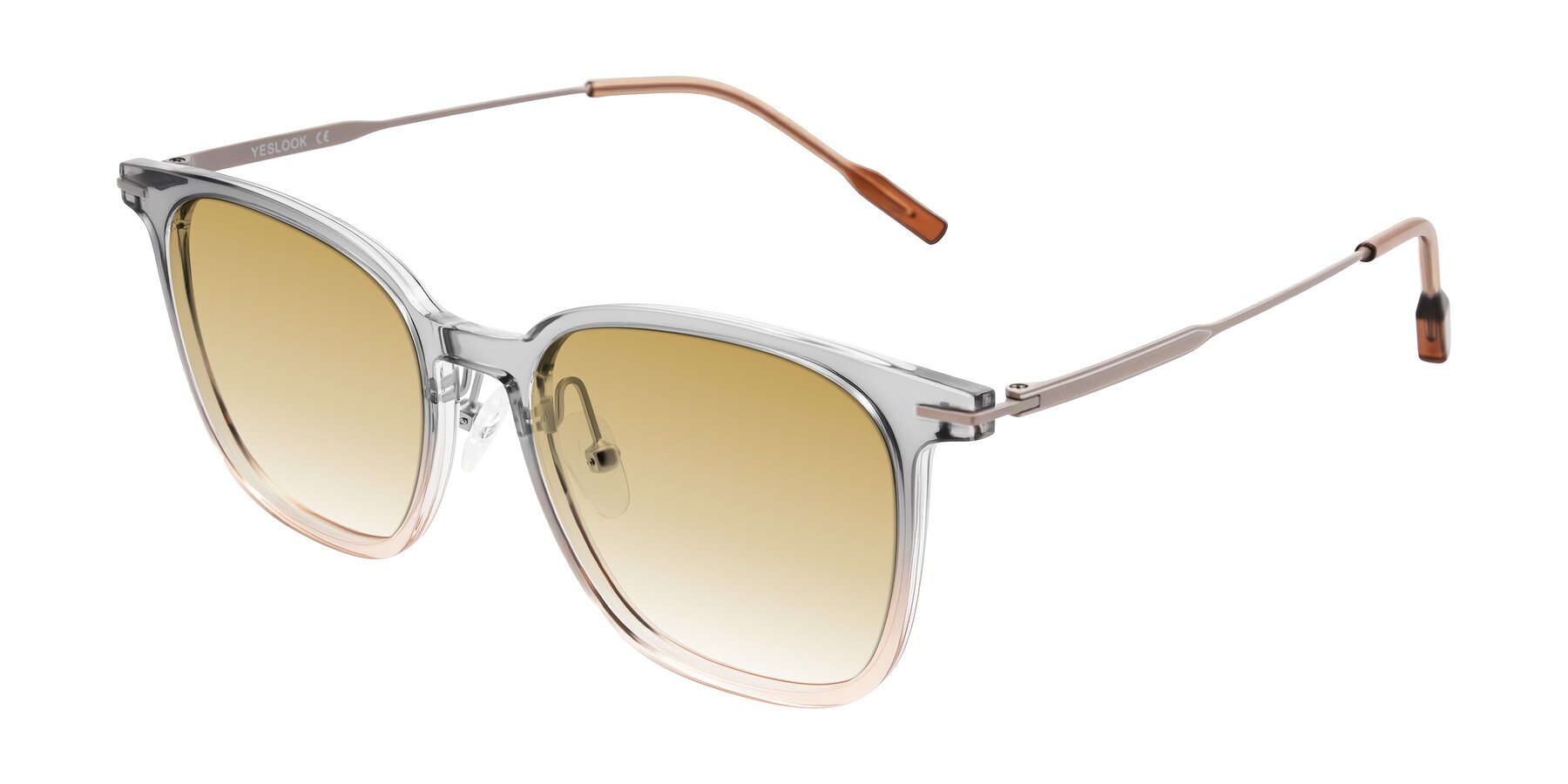 Angle of Oonk in Gradient Light Gray/Brown with Champagne Gradient Lenses