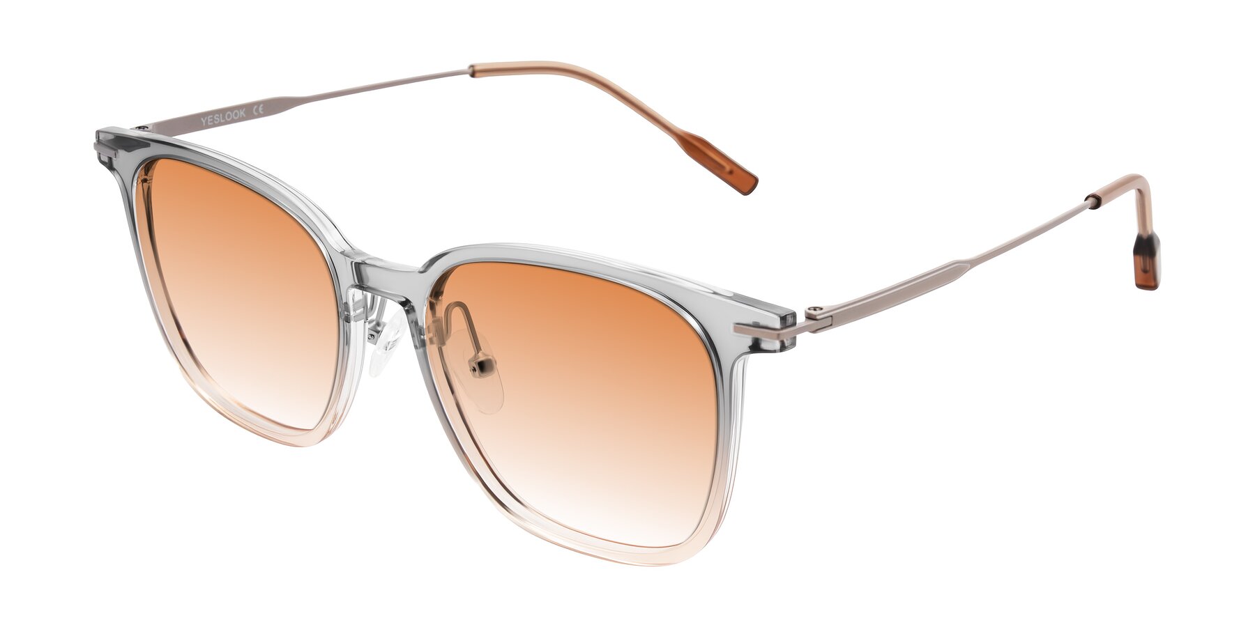 Angle of Oonk in Gradient Light Gray/Brown with Orange Gradient Lenses