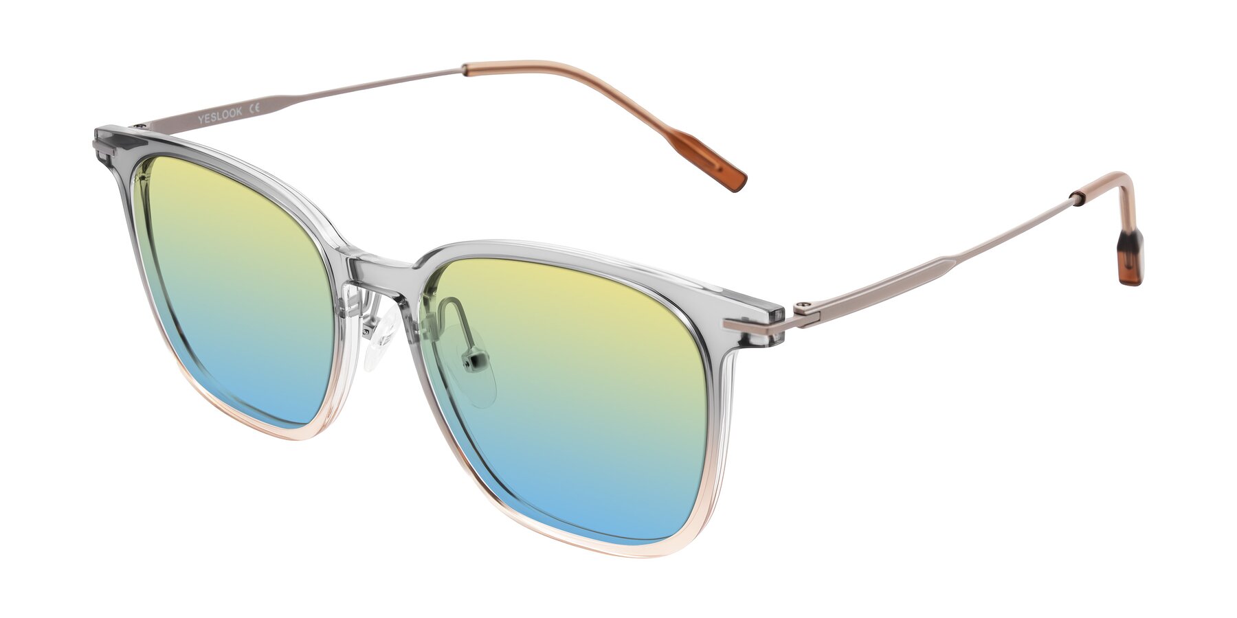 Angle of Oonk in Gradient Light Gray/Brown with Yellow / Blue Gradient Lenses