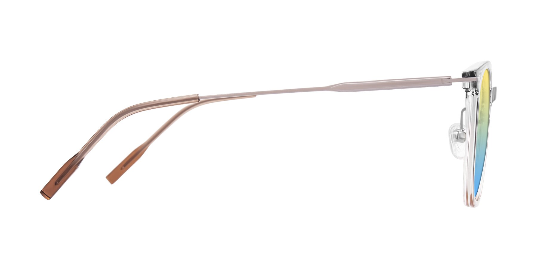 Side of Oonk in Gradient Light Gray/Brown with Yellow / Blue Gradient Lenses