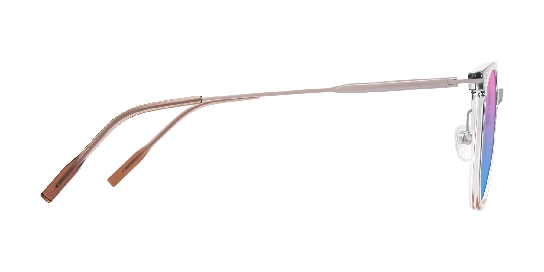 Side of Oonk in Gradient Light Gray/Brown with Pink / Blue Gradient Lenses