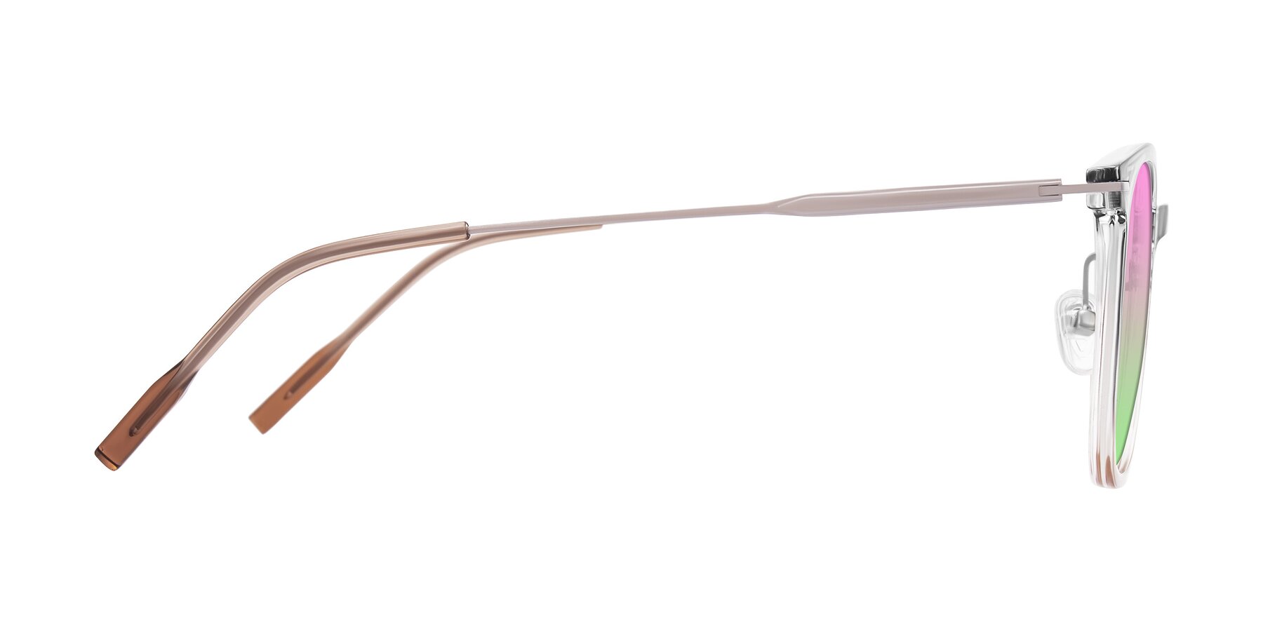 Side of Oonk in Gradient Light Gray/Brown with Pink / Green Gradient Lenses