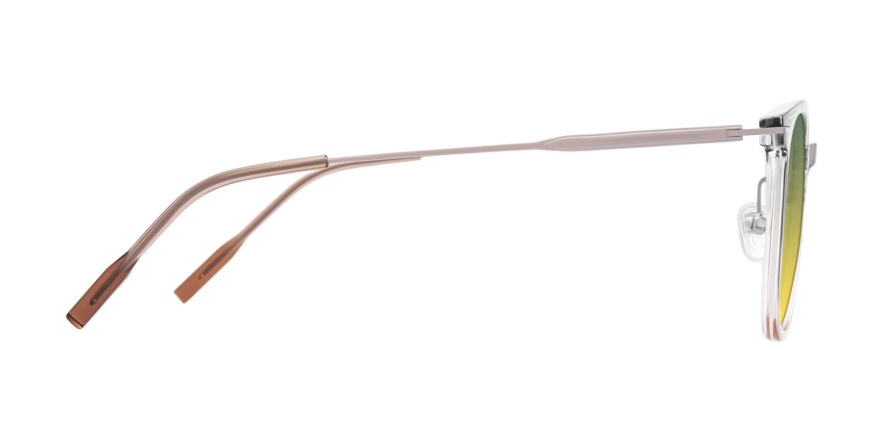 Side of Oonk in Gradient Light Gray/Brown with Green / Yellow Gradient Lenses