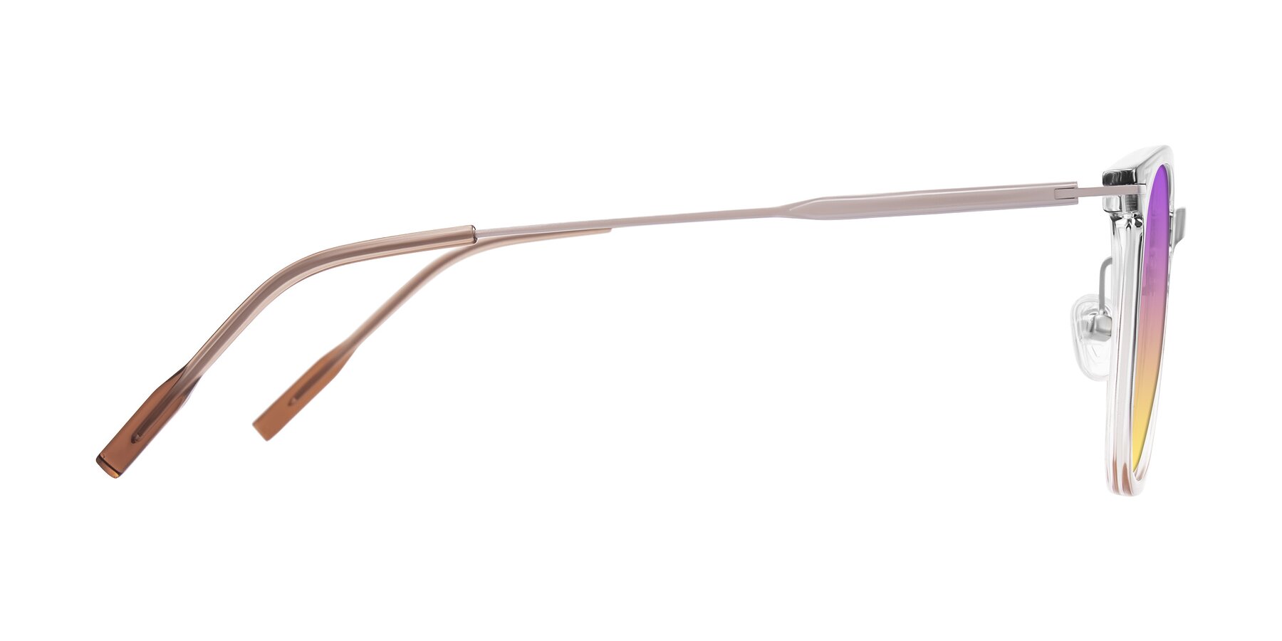 Side of Oonk in Gradient Light Gray/Brown with Purple / Yellow Gradient Lenses