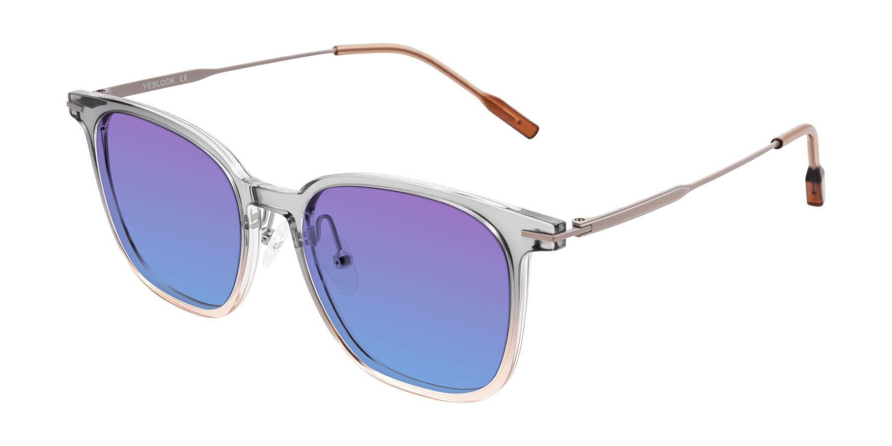 Angle of Oonk in Gradient Light Gray/Brown with Purple / Blue Gradient Lenses