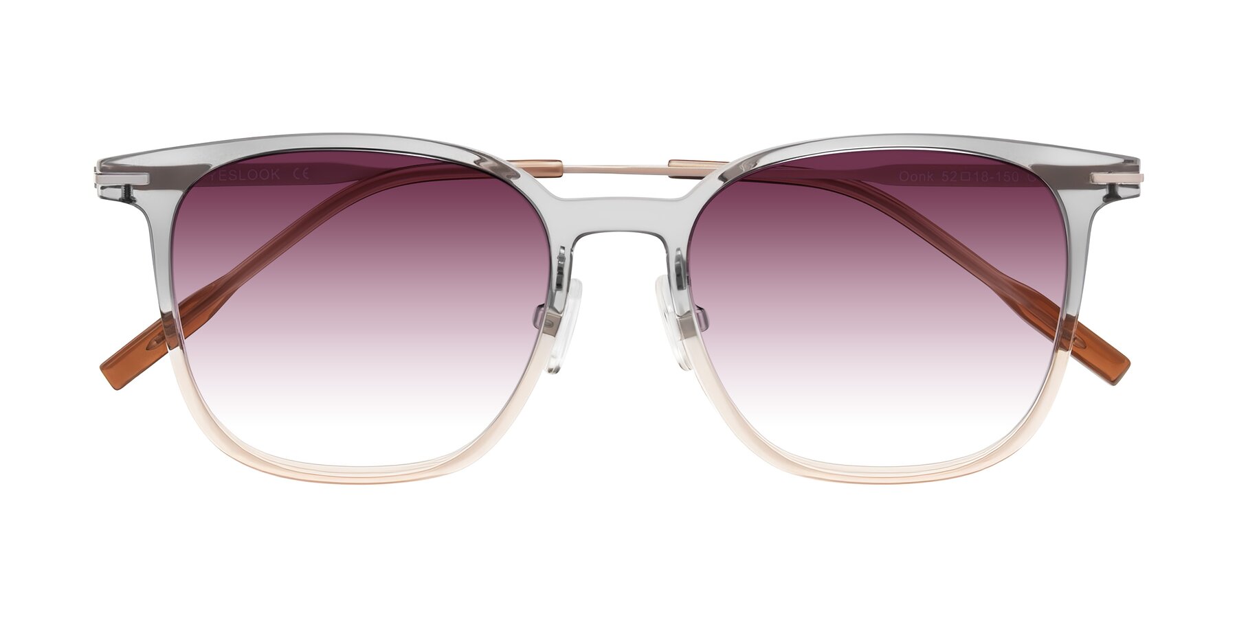 Folded Front of Oonk in Gradient Light Gray/Brown with Wine Gradient Lenses