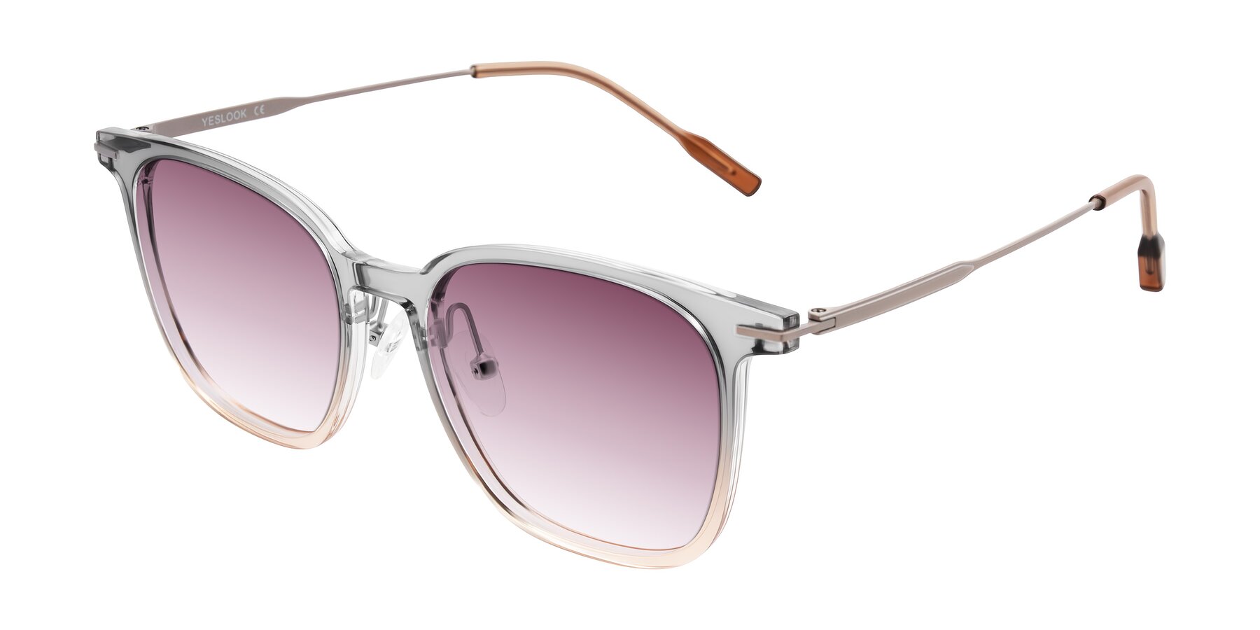 Angle of Oonk in Gradient Light Gray/Brown with Wine Gradient Lenses